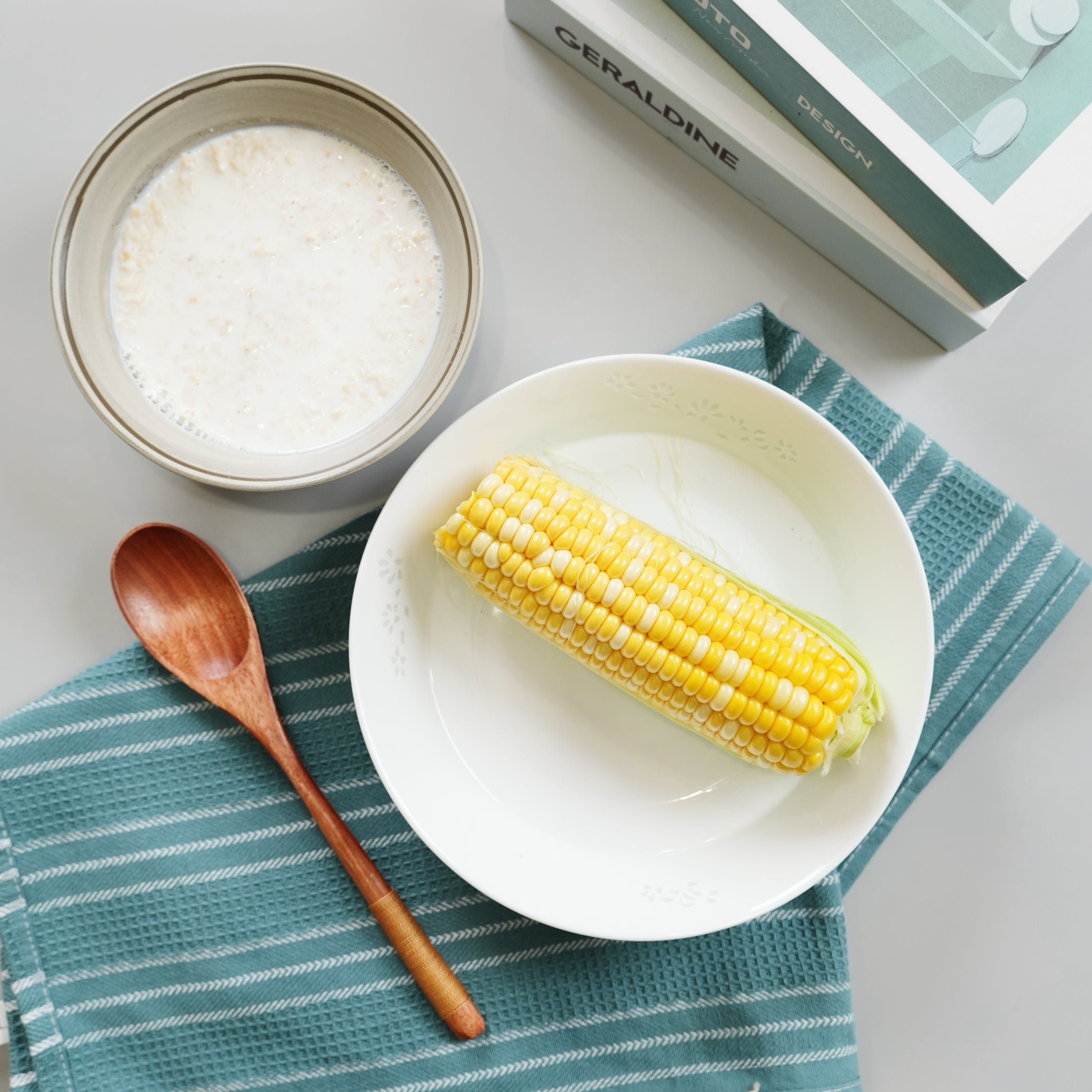 Milk with Oatmeal Porridge and Corn